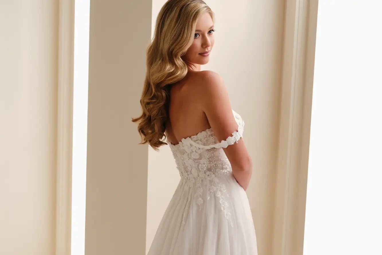 Blonde in Detailed Gown