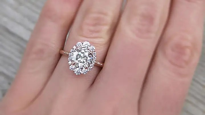 Vintage Inspired Moissanite Engagement Ring Mobile Image