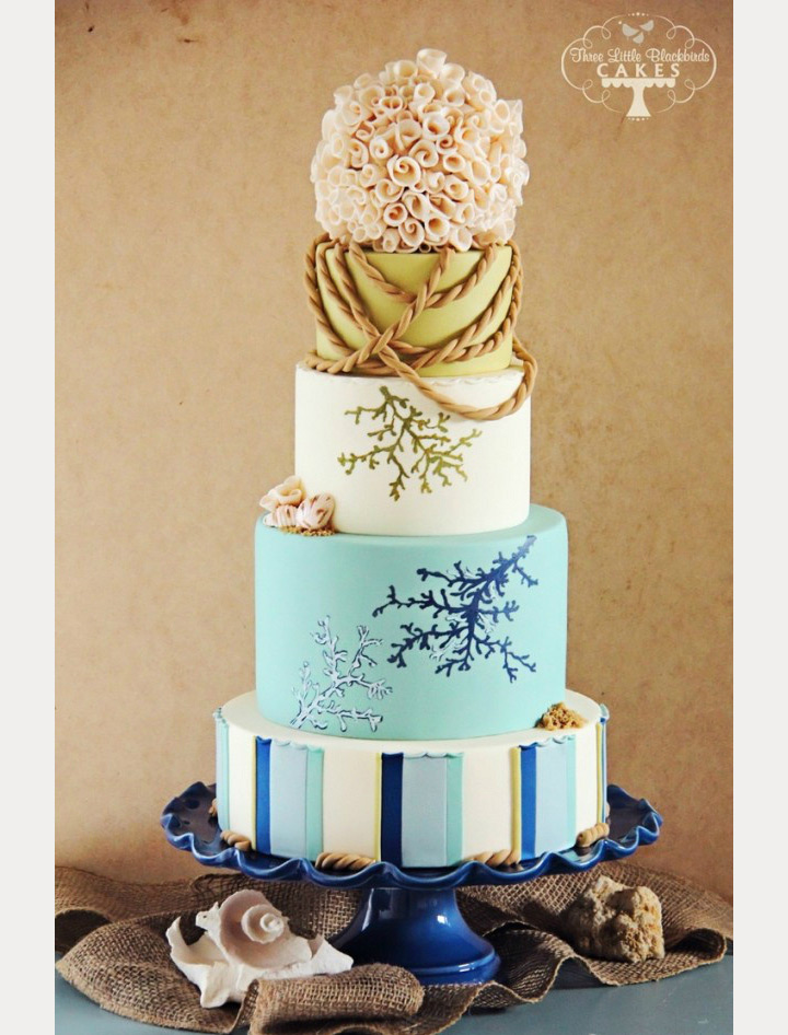 beach wedding cake ~ we ❤ this! moncheribridals.com