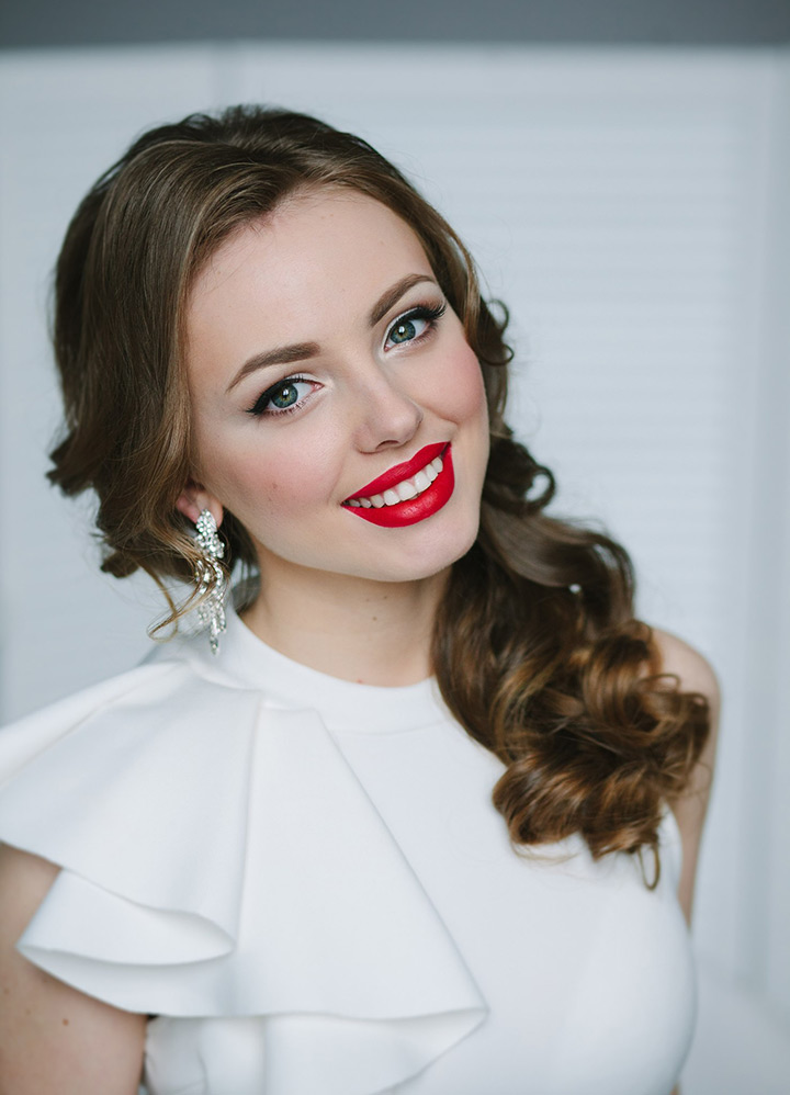 winged liner and red lips 