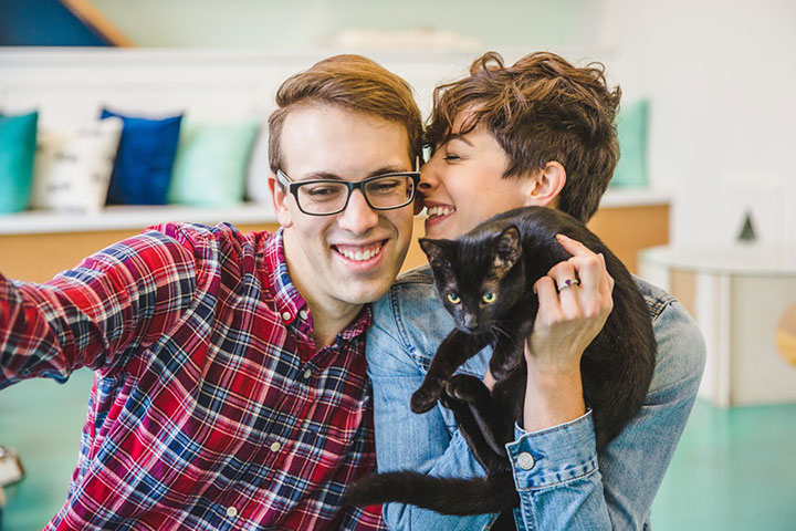 Sweet Engagement Session At A Cat Cafe