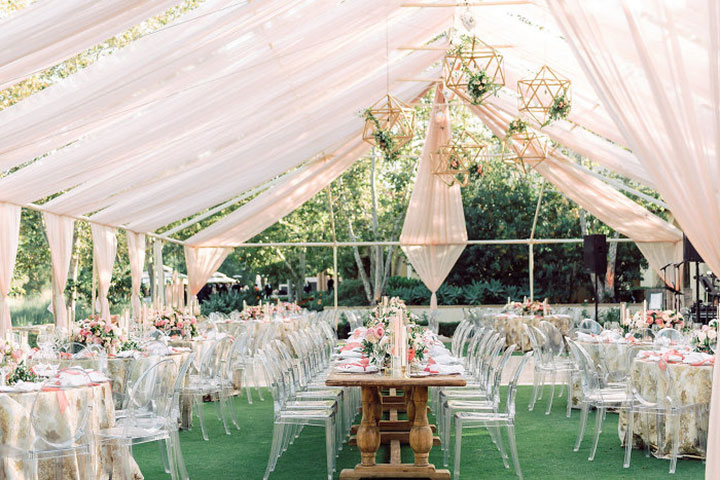 Contemporary Tented Wedding In Blush Palette Accented With Metallics