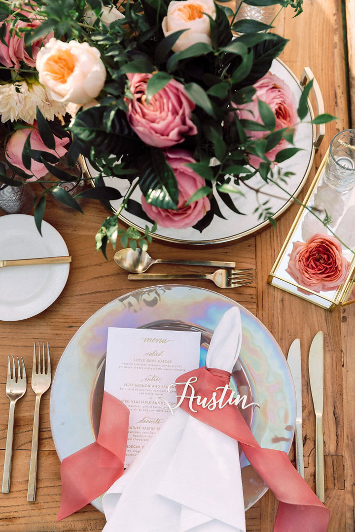 Contemporary Tented Wedding In Blush Palette Accented With Metallics