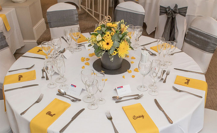 Cheerful Spring Wedding Palette of Yellow & Grey