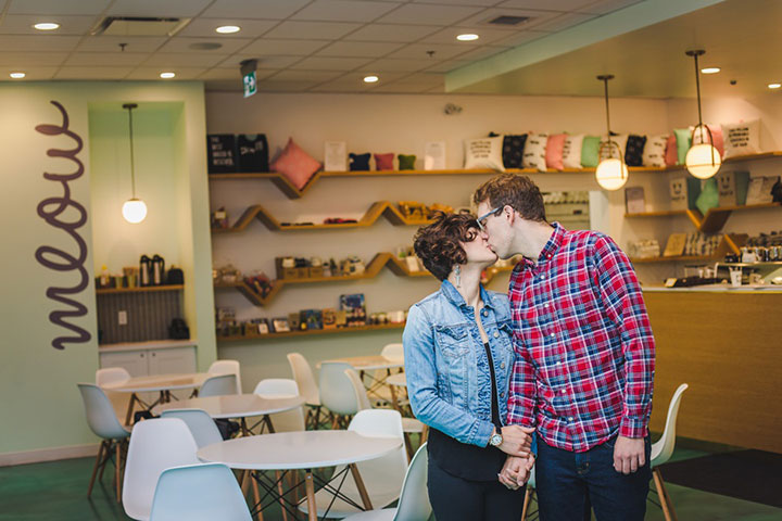 Sweet Engagement Session At A Cat Cafe
