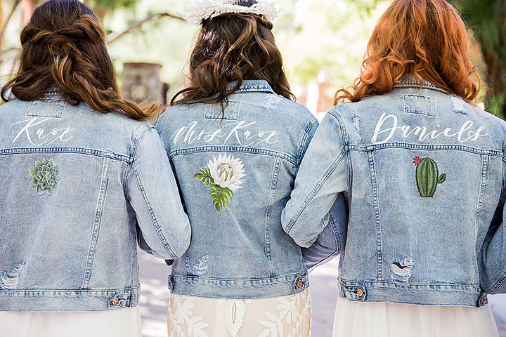 Hand Painted Denim Jacket / CUSTOMIZABLE Bridal Jacket / 