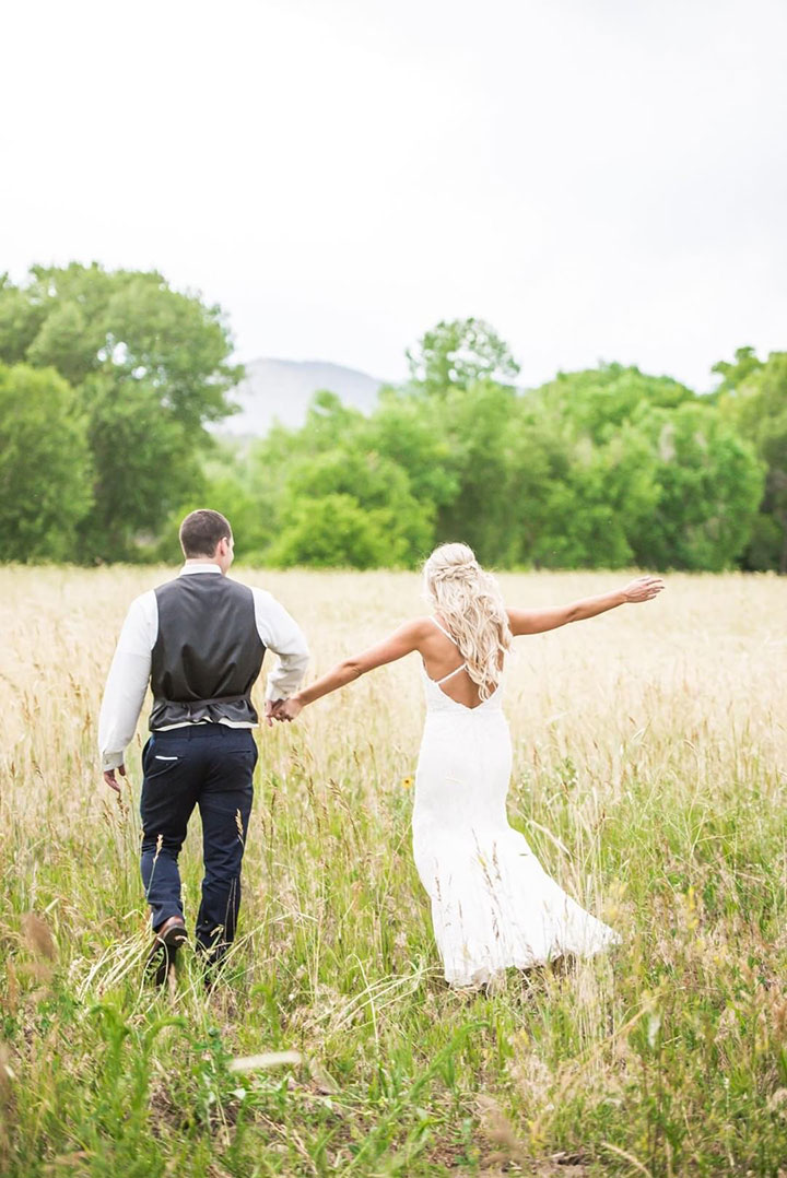 Stunning Summer Bride In Enchanting by Mon Cheri Lace Spaghetti Strap Gown