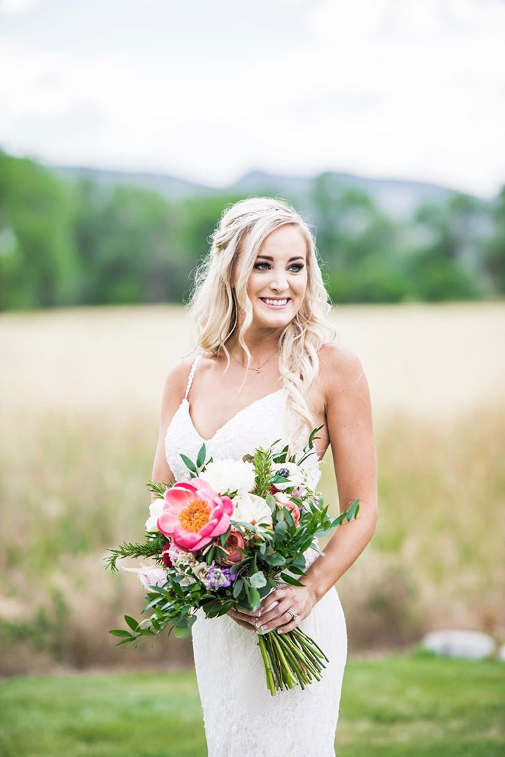 Stunning Summer Bride In Enchanting by Mon Cheri Lace Spaghetti Strap Gown