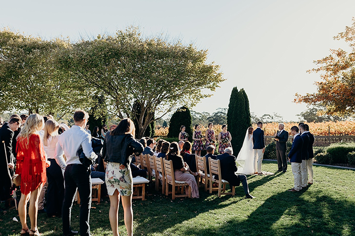 Vineyard Wedding In Autumn Wearing Enchanting by Mon Cheri