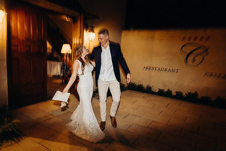 Vineyard Wedding In Autumn Wearing Enchanting by Mon Cheri
