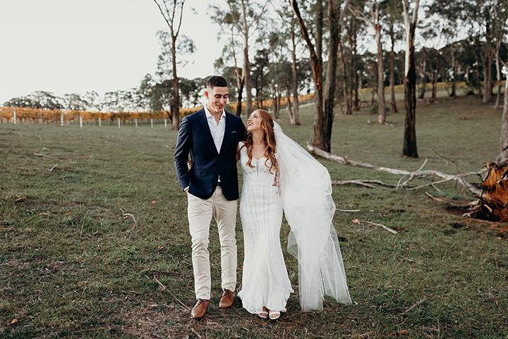 Vineyard Wedding In Autumn Wearing Enchanting by Mon Cheri