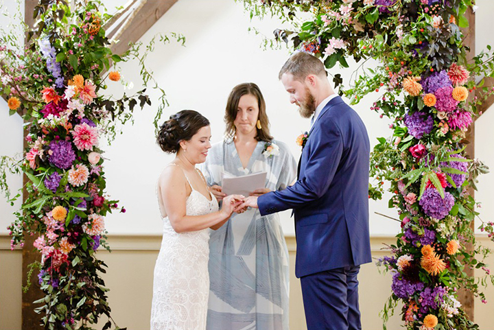 Enchanting by Mon Cheri's Allover Embroidered Lace Gown Is Perfect For This Late Summer Wedding