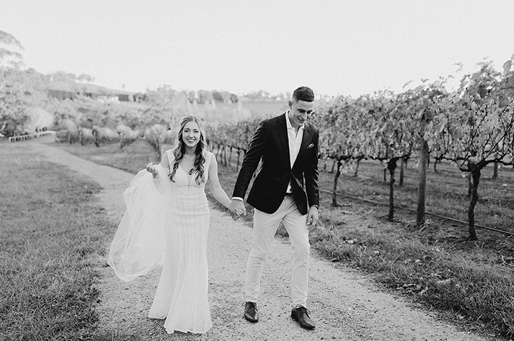 Vineyard Wedding In Autumn Wearing Enchanting by Mon Cheri