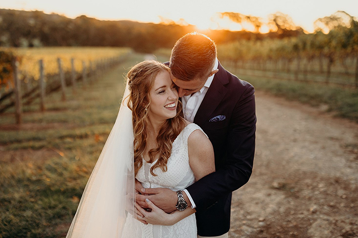 Vineyard Wedding In Autumn Wearing Enchanting by Mon Cheri