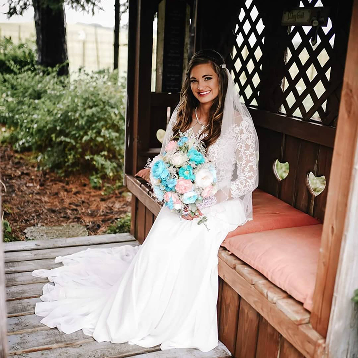 Rainy September Wedding Wearing Enchanting by Mon Cheri