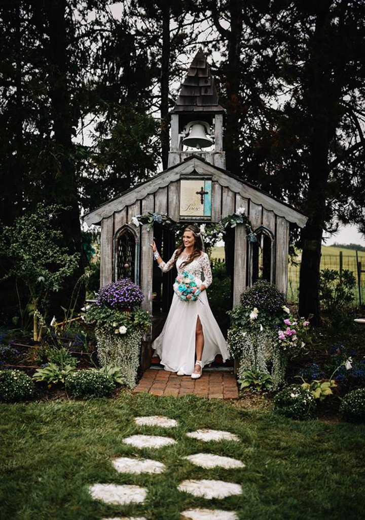 Rainy September Wedding Wearing Enchanting by Mon Cheri