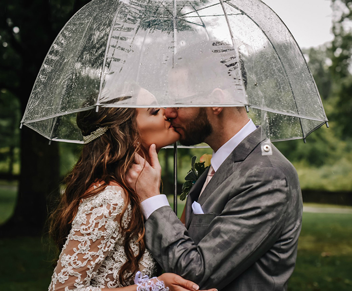 Rainy September Wedding Wearing Enchanting by Mon Cheri