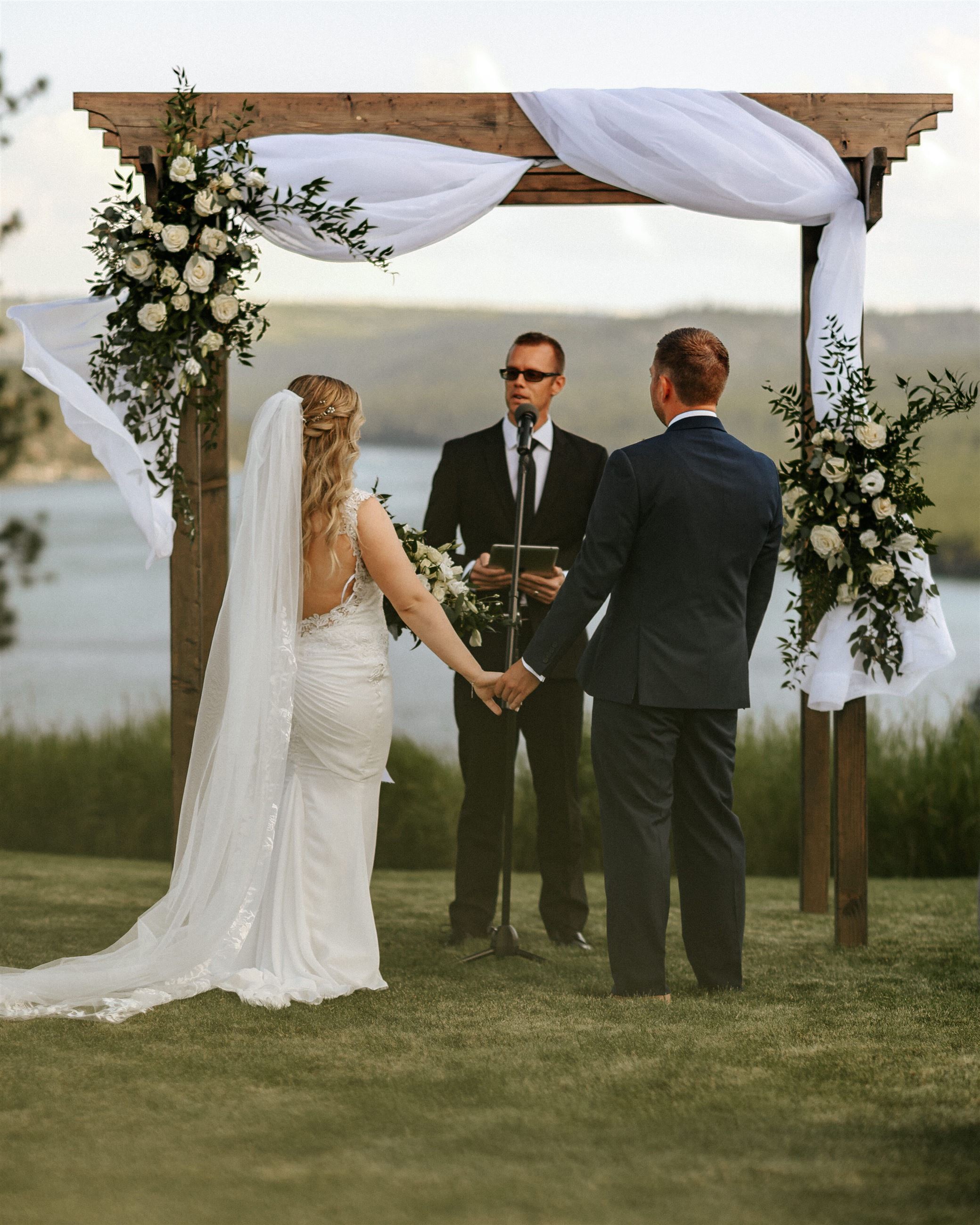 Bride and groom getting married