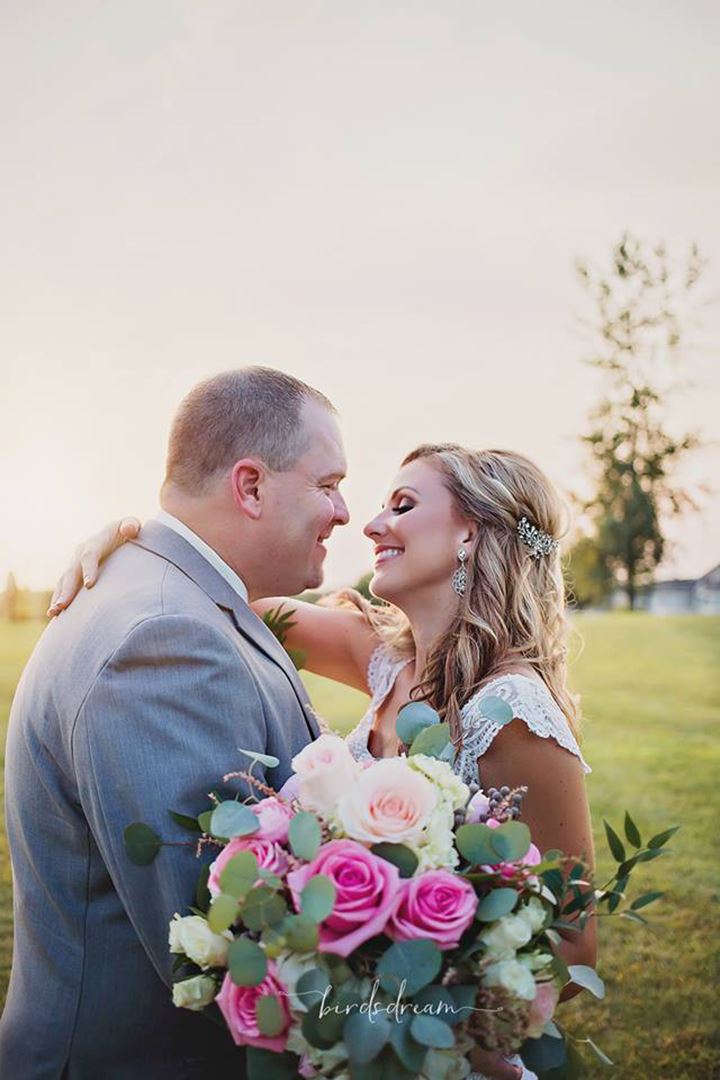 Bride and groom about to kiss