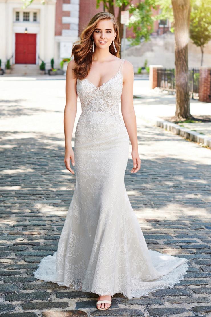 Flattering A-line Lace Gown with V-Neck Style No. 120161