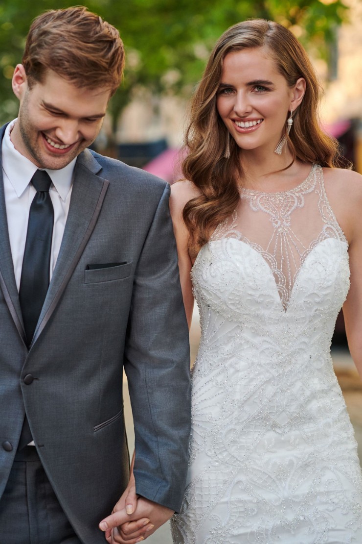 Elegant Beaded Tulle Fit and Flare Gown with Illusion Neck Style No. 120165 #$4 picture
