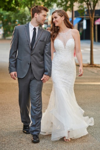 Elegant Beaded Tulle Fit and Flare Gown with Illusion Neck Style No. 120165 $3 thumbnail