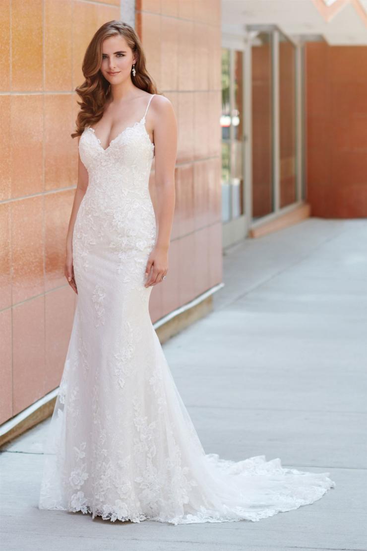 Simple Lace and Chiffon Fit and Flare Gown