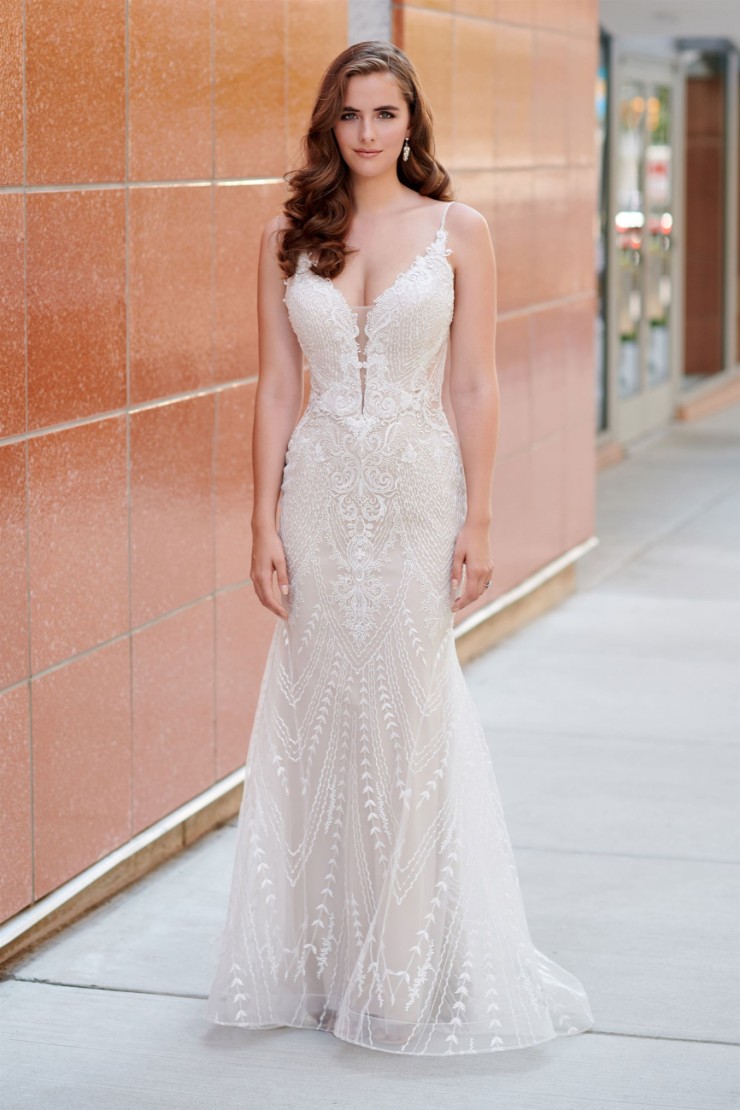 Intricate Embroidered Lace Fit and Flare Gown Style No. 120167