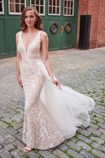 Unique Cracked Ice Gown with Scalloped Lace V-Neck Style No. 120173 $0 default thumbnail