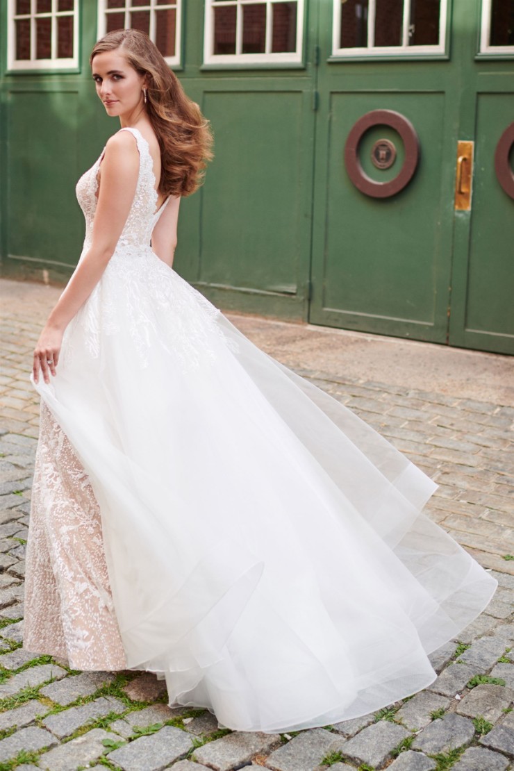 Unique Cracked Ice Gown with Scalloped Lace V-Neck Style No. 120173 #$2 picture