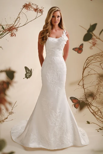 Mermaid Wedding Dress With 3D Lace Flowers Style No. E627 $0 default Diamond White thumbnail