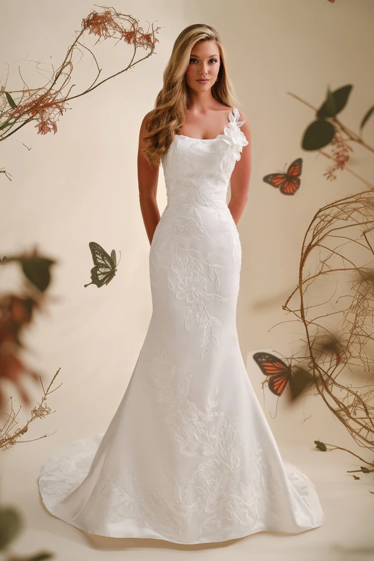Mermaid Wedding Dress With 3D Lace Flowers Style No. E627